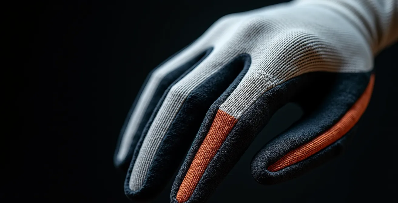 Coupe transversale d'un gant multicouche montrant les différentes protections