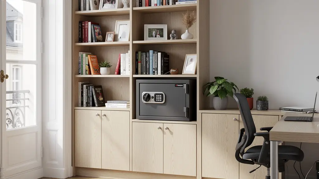 Coffre-fort Point Fort Fichet installé dans un bureau à domicile